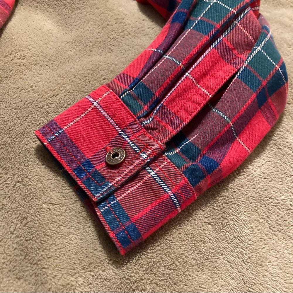 NWOT Liz Claiborne Lizwear Vintage 90s Top Long Sleeve Blouse Plaid Red Size 14 - Picture 11 of 16